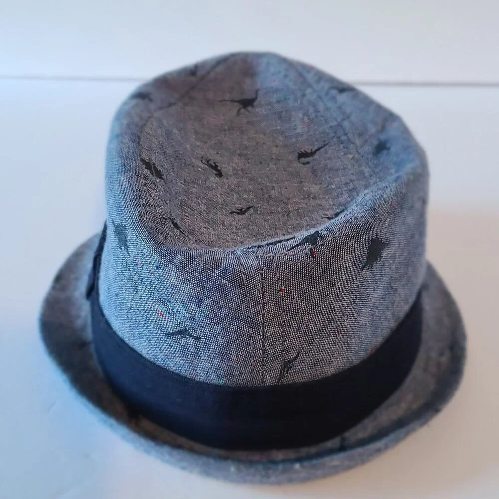 FEDORA HAT TODDLER BOYS' DINOSAUR PRINT AGES 12 TO 24 MONTHS BLUE/BAND ONE SIZE
